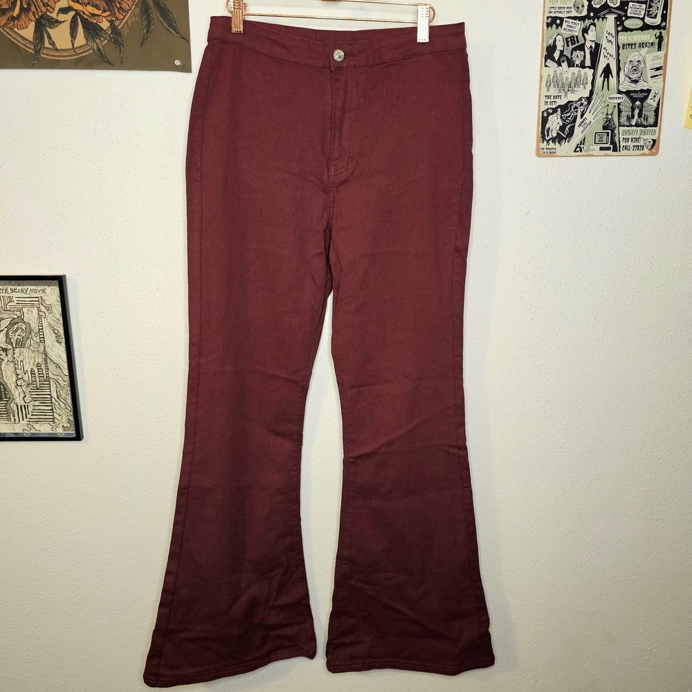 Burgundy Flare Jeans